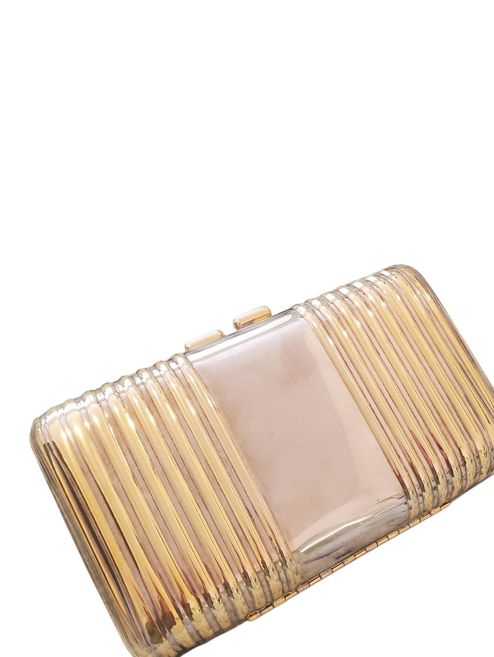 Gold Ribbed Metal Clutch.